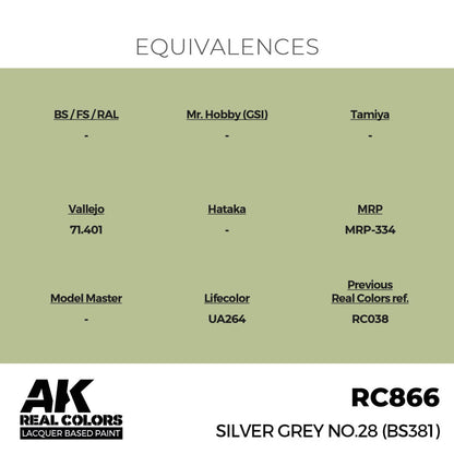 AK Interactive Real Colors - Silver Grey No.28 (BS381) (RC866)