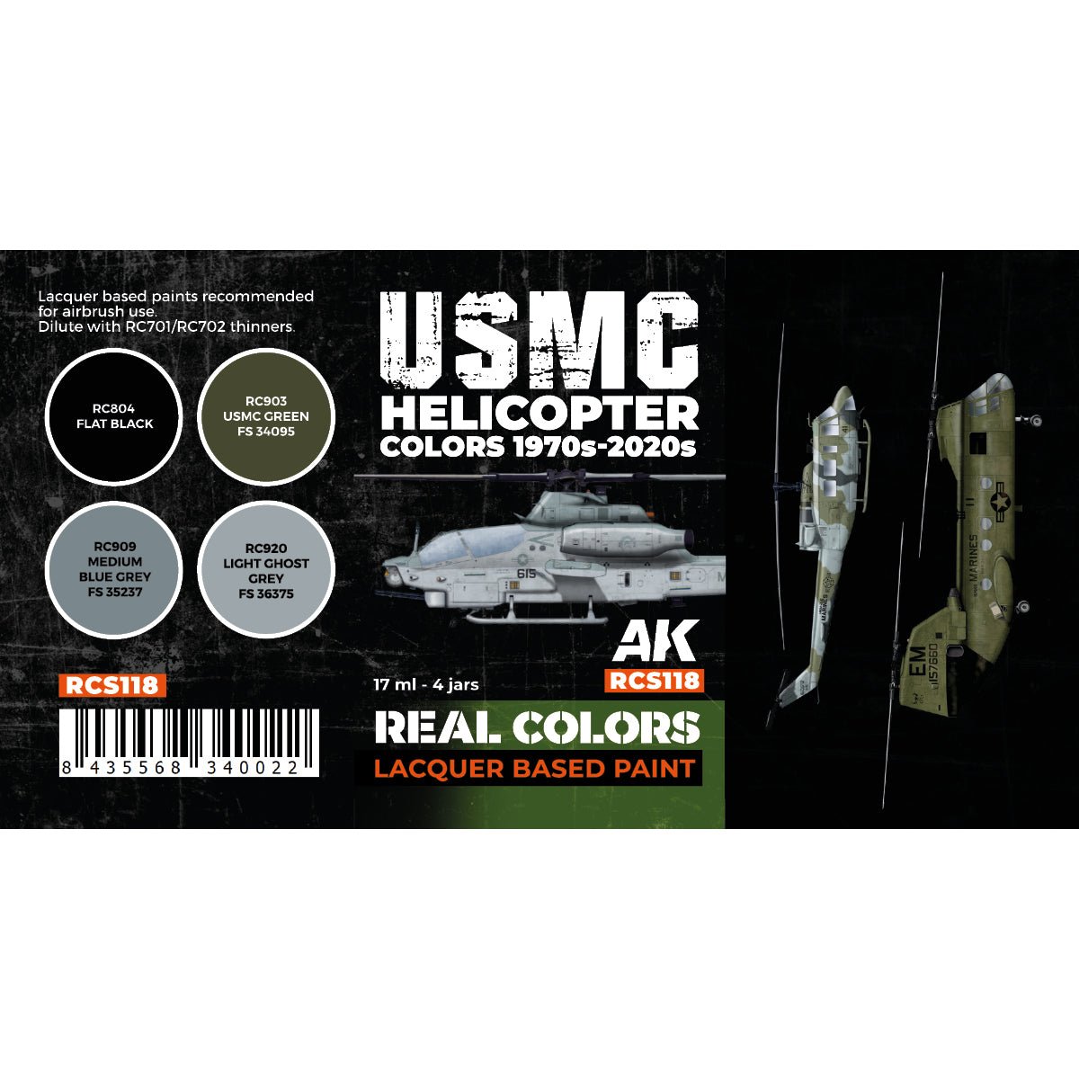 AK Interactive Real Colors - USMC Helicopter 1970s-2020s Set (RCS118)