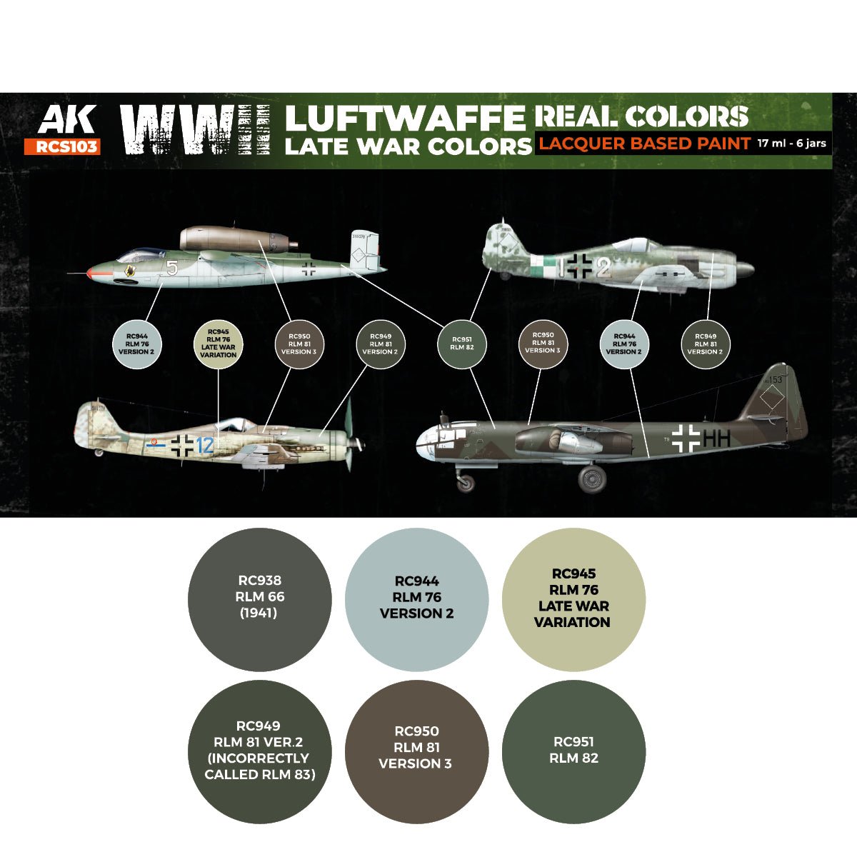 AK Interactive Real Colors - WWII Luftwaffe Late War Set (RCS103)