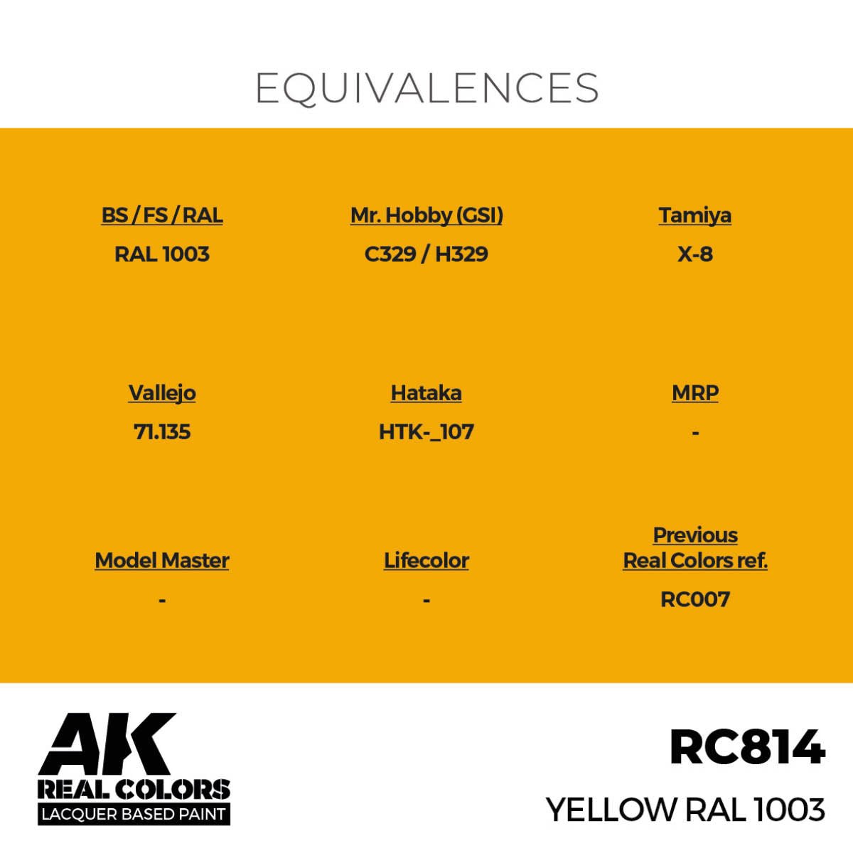 AK Interactive Real Colors - Yellow RAL 1003 17ml. (RC814)