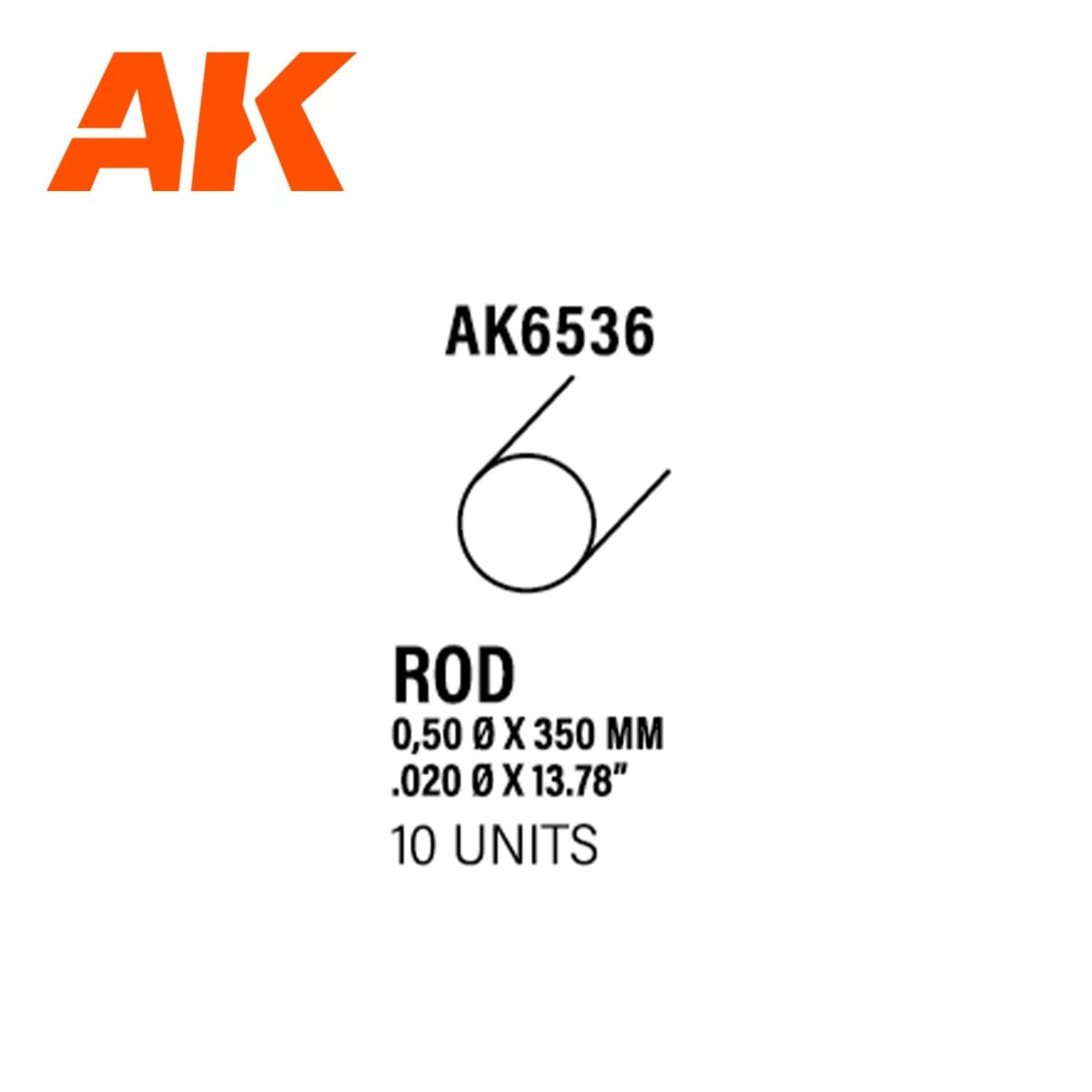 AK Interactive - Rod 0.50 Diameter X 350mm - Styrene Strip (AK6536)
