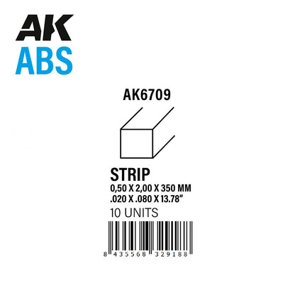 AK Interactive - Strips 0.5mm X 2mm X 350mm - ABS Strip (AK6709)