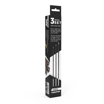 AK Interactive Tabletop Synthetic Brushes Set (3 Brushes) (AKB102)