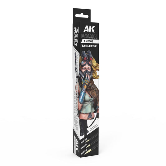 AK Interactive Tabletop Synthetic Brushes Set (3 Brushes) (AKB102)