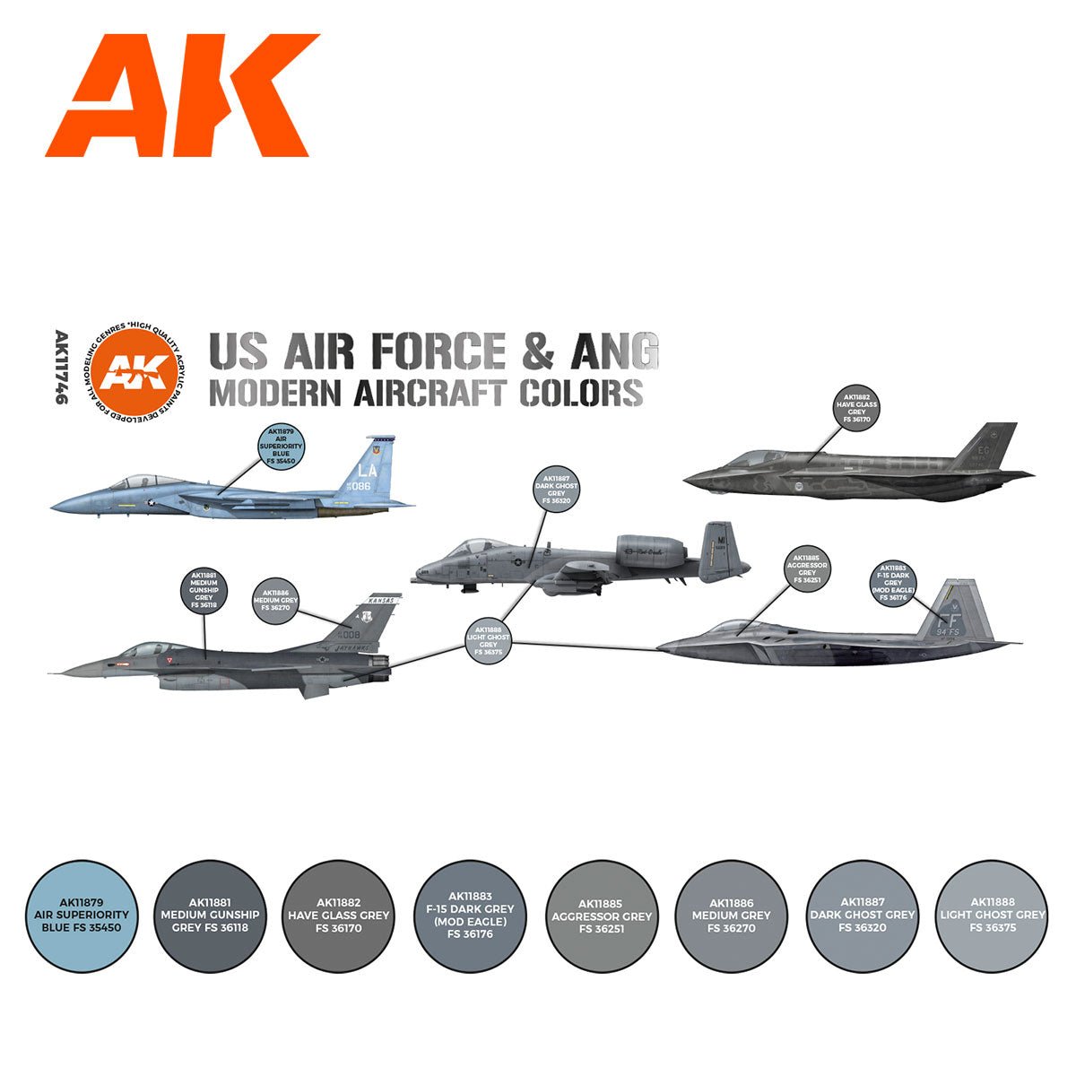 AK Interactive - US Air Force & Ang Modern Aircraft Colors Set 3G (AK11746)