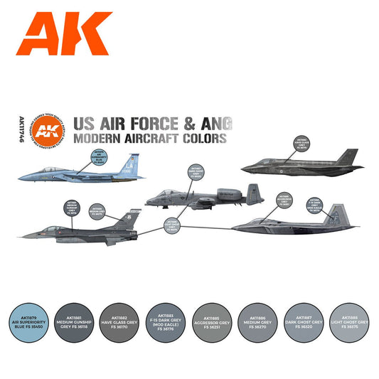 AK Interactive - US Air Force & Ang Modern Aircraft Colors Set 3G (AK11746)