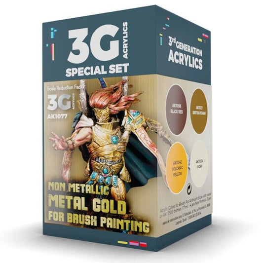 AK Interactive Wargame Color Set: Non-Metallic Metal Gold (AK1077)