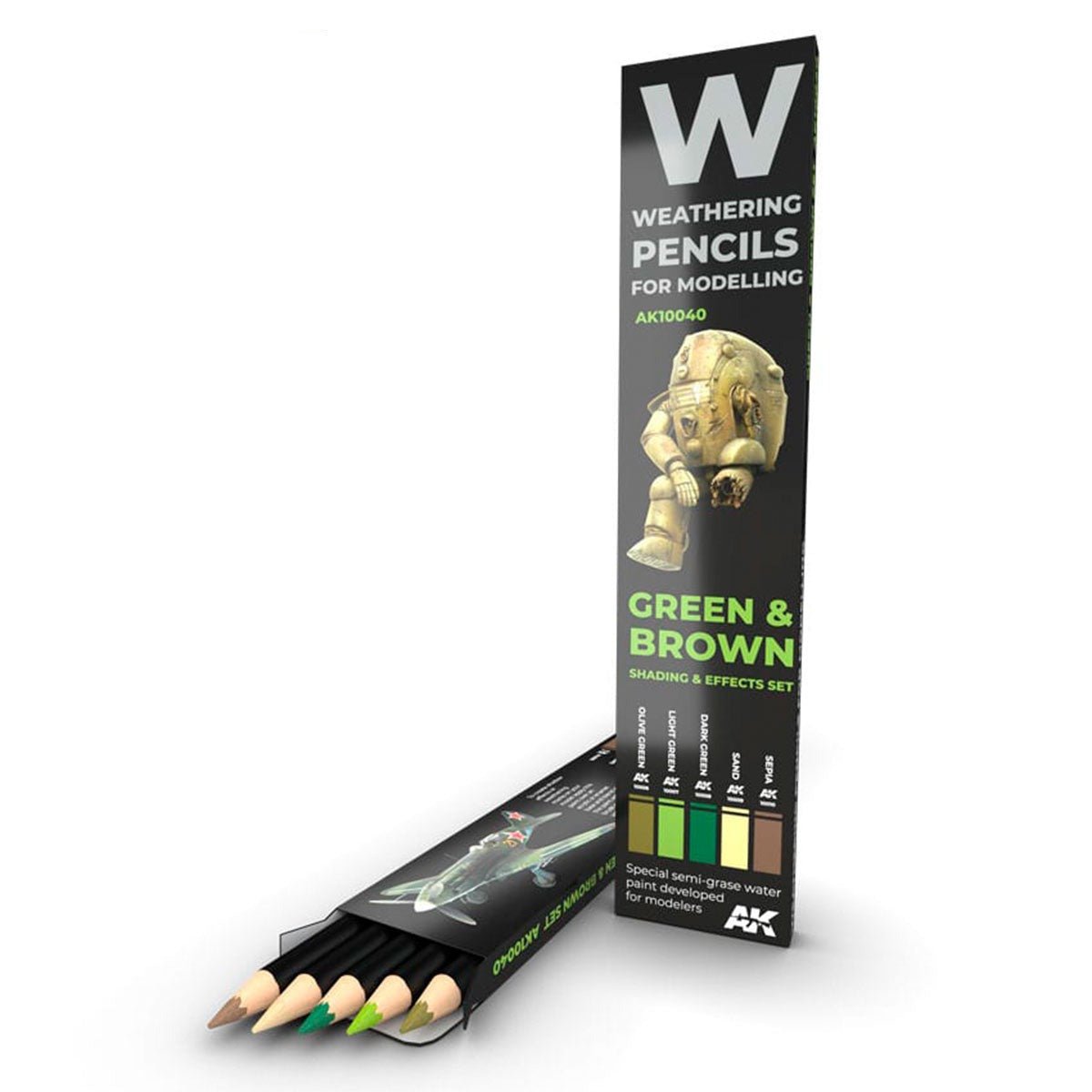 AK Interactive Watercolor Pencils Set - Green & Brown Camouflages (AK10040)