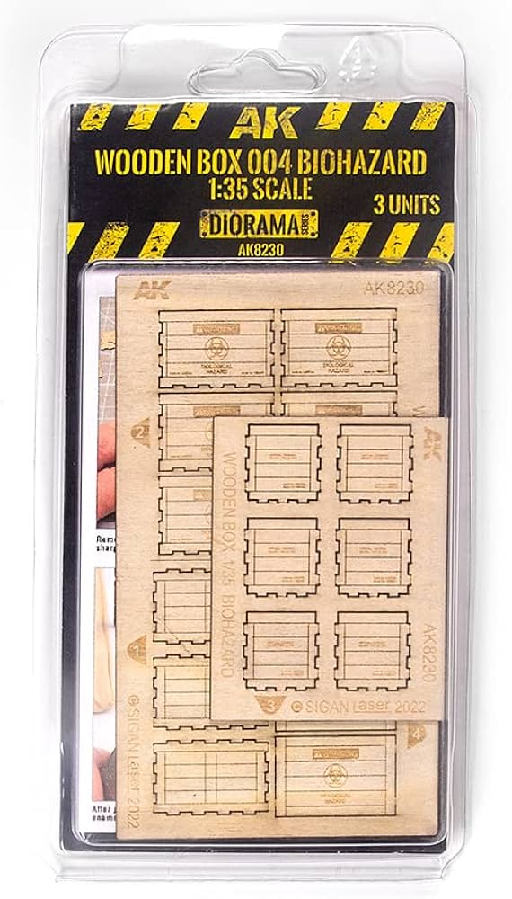 AK Interactive Wooden Box 004 Biohazard 1:35 Scale (3 Units) (AK8230)