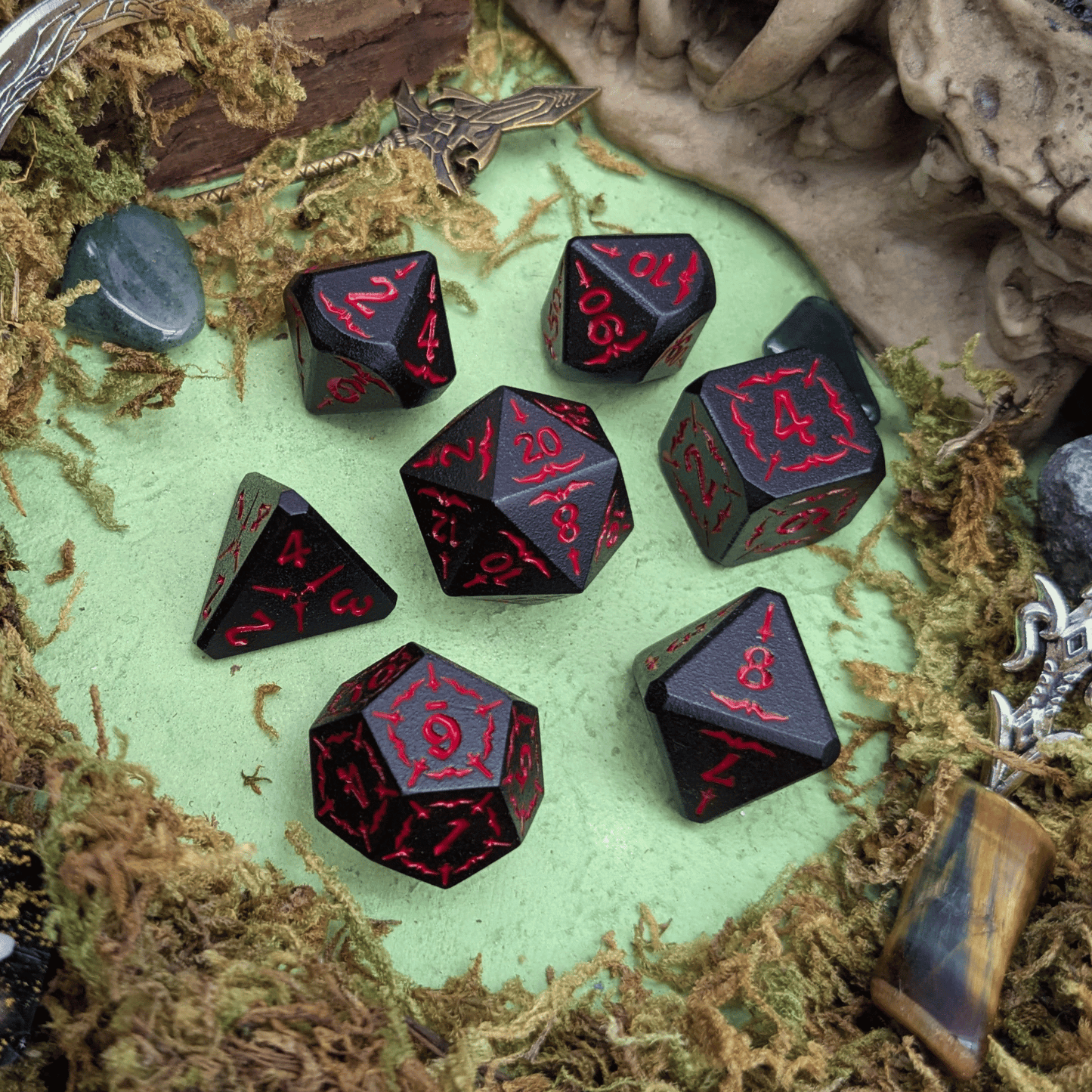 Hellish Rebuke | Black & Red Metal Arcana Dice Set