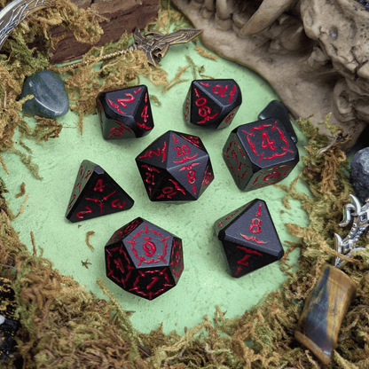 Hellish Rebuke | Black & Red Metal Arcana Dice Set