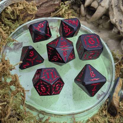 Hellish Rebuke | Black & Red Metal Arcana Dice Set