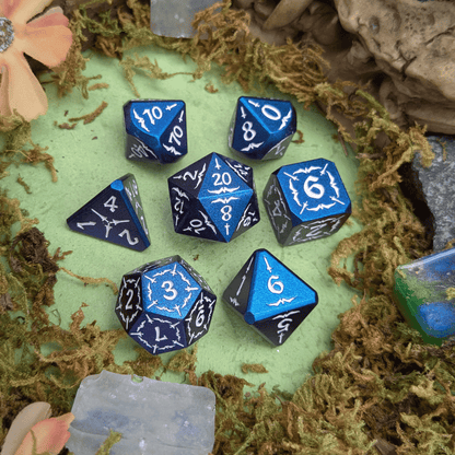 Astral Veil Arcana | Blue & White Metal Arcana Dice Set