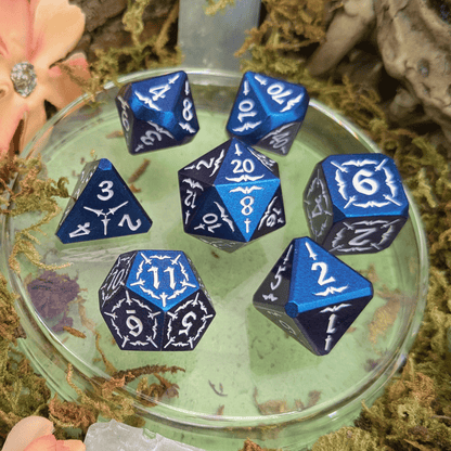 Astral Veil Arcana | Blue & White Metal Arcana Dice Set