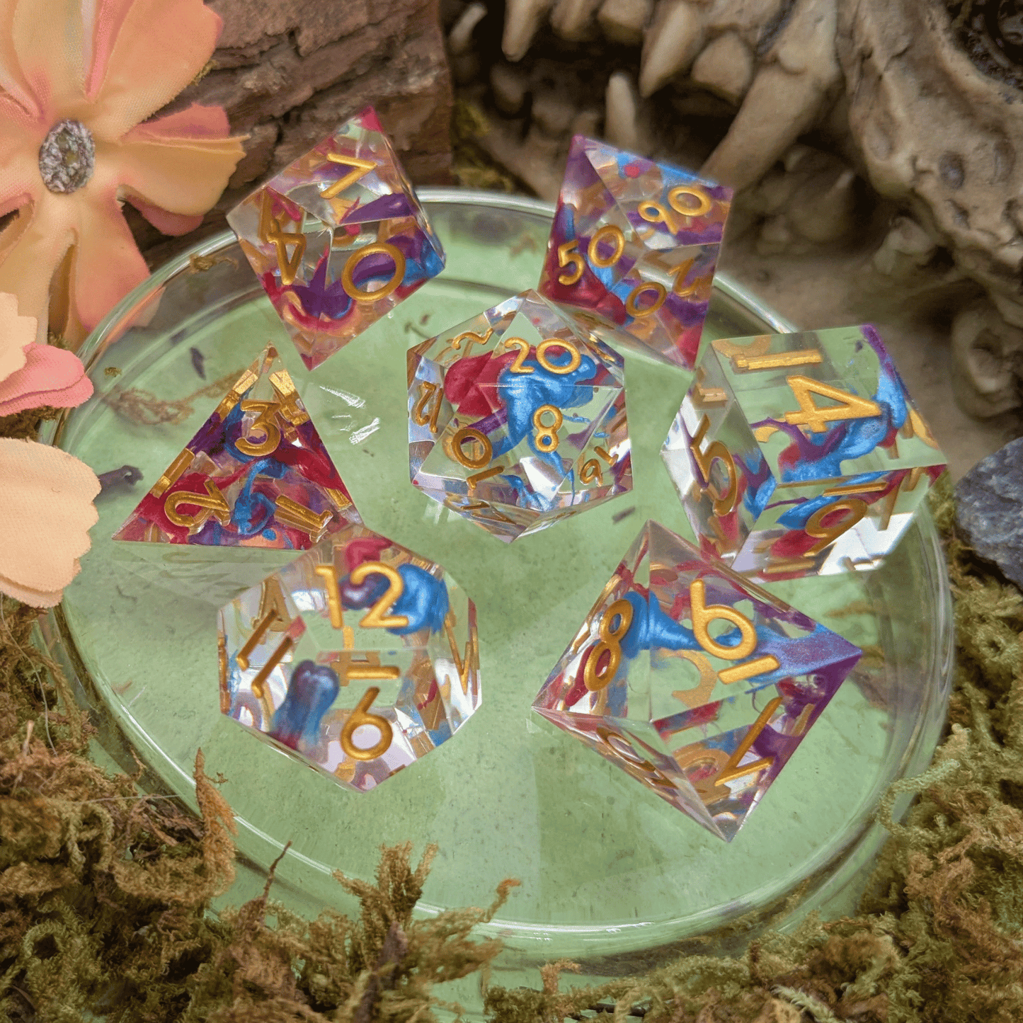 Art Blue and Purple Sharp Dice Set