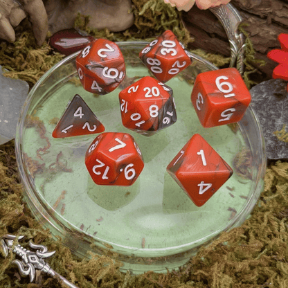 Tie-Dye Orange and Grey Dice Set