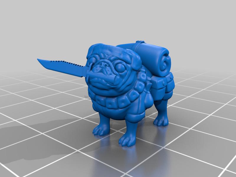 Pug Marines  set of 4 3d printed proxie Wargames comes with 25mm base