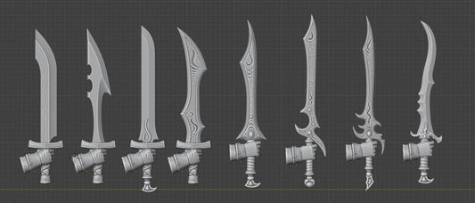 Blades For Chaos 3d printed Abs resin Proxies wargames set of 16