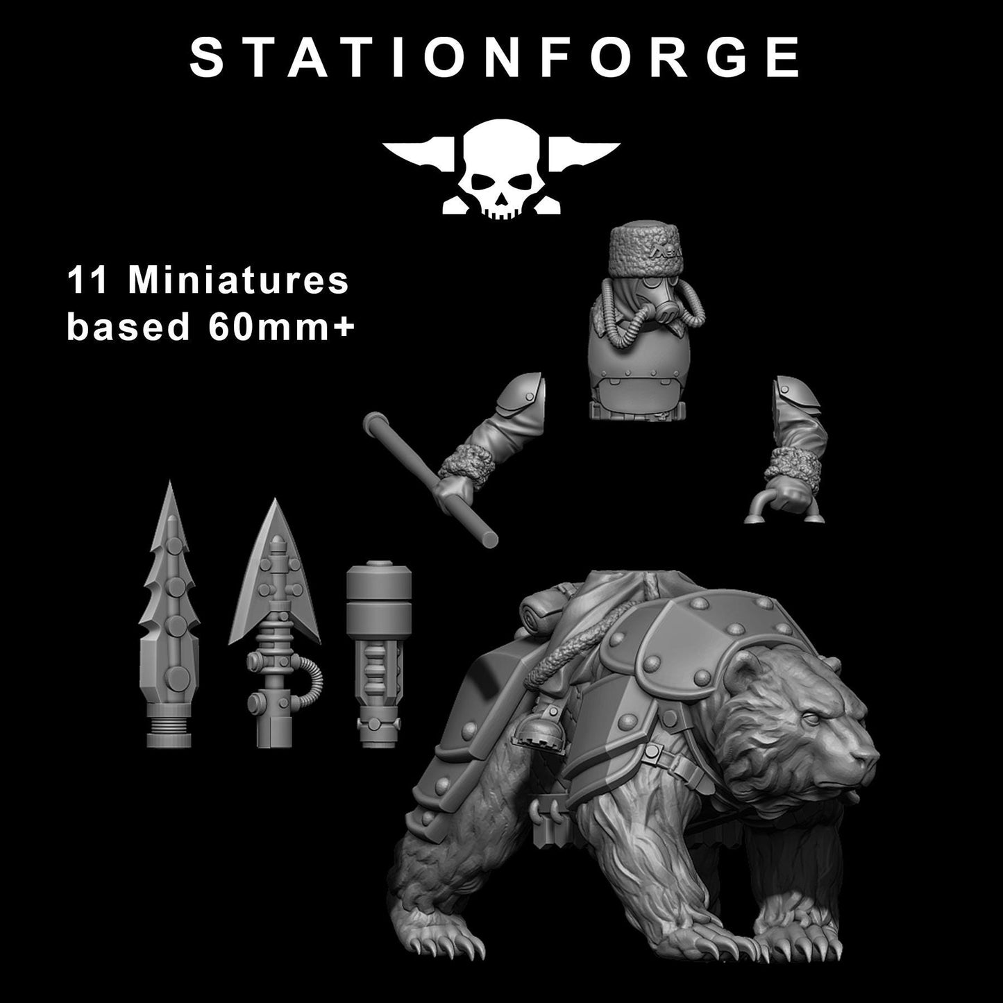 Station Forge GrimGuard Bear Riders 3d printed proxie Wargames