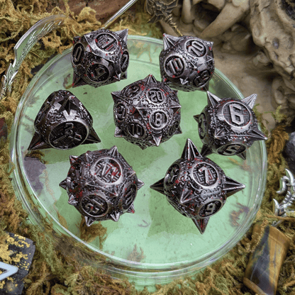 The Executioner’s Throw | Caltrops Splatter Metal Dice