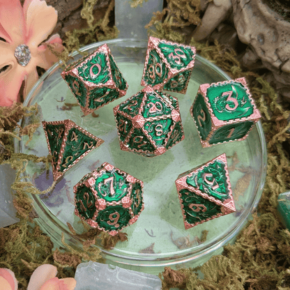 Dragon Green and Copper Metal Core Dice Set
