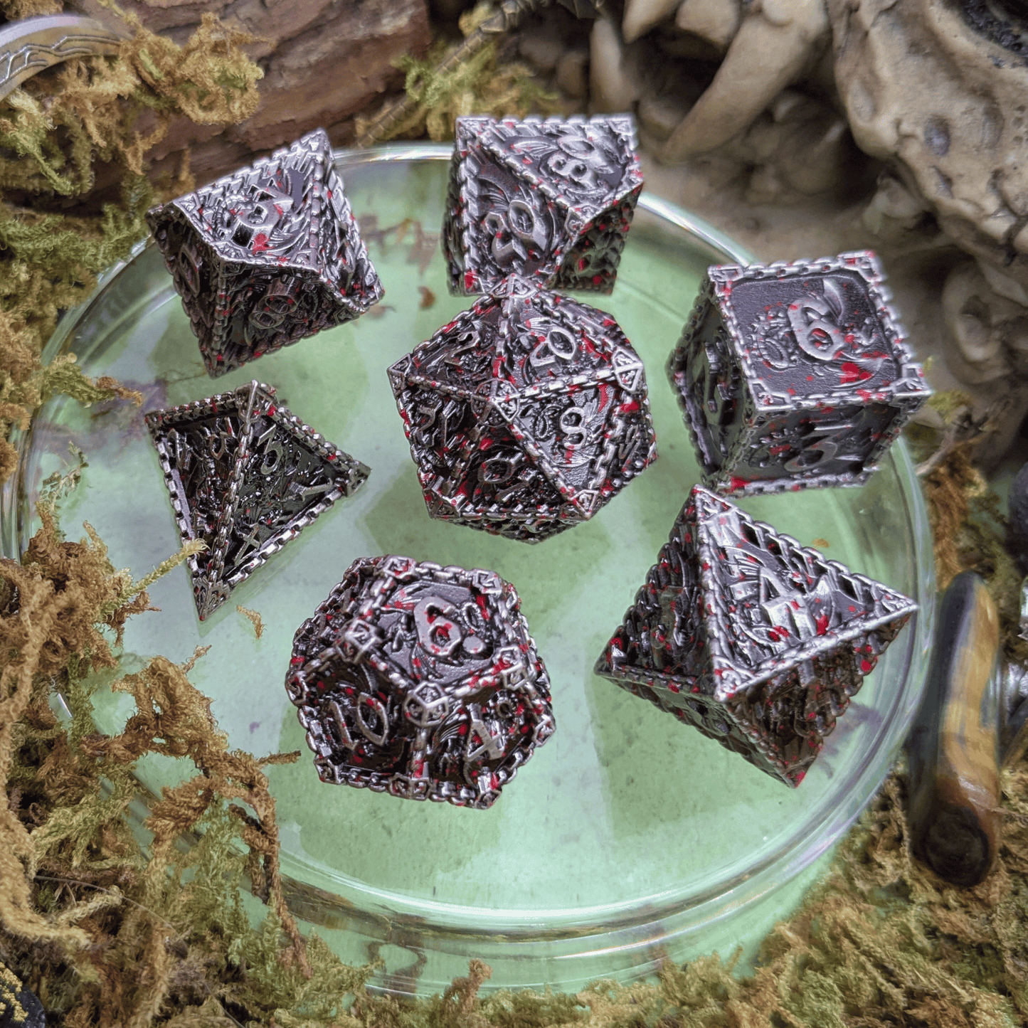 Dragon Splatter Metal Core Dice Set
