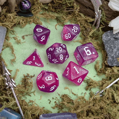 Fog Pink Violet Glitter Dice