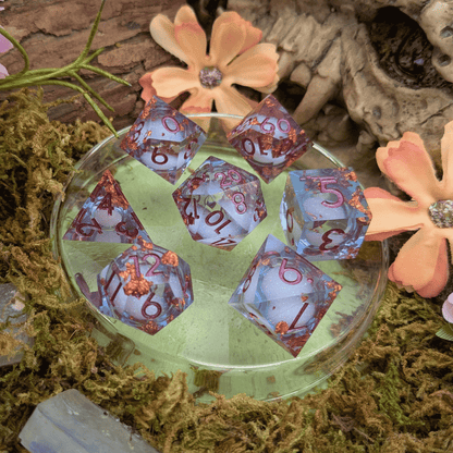 Foil Blue and Bronze Liquid Core Dice Set