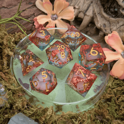 Foil Red and Blue Liquid Core Dice Set
