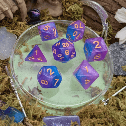 Pink and Blue Galaxy Dice Set