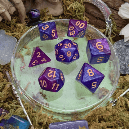 Pink and Purple Galaxy Dice Set