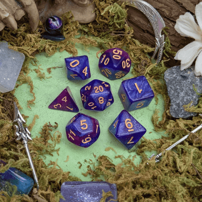 Pink and Purple Galaxy Dice Set