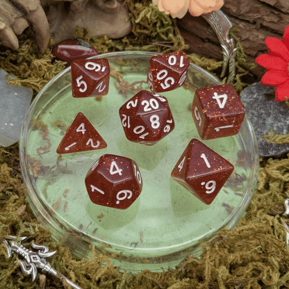 Amber Glitter Dice Set