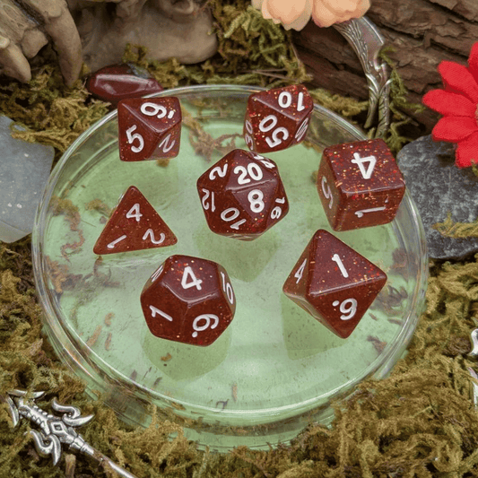 Amber Glitter Dice Set