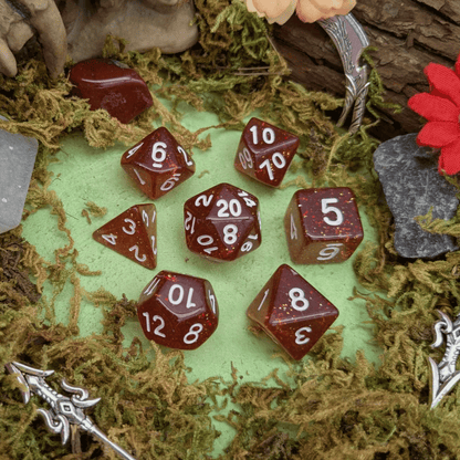 Amber Glitter Dice Set