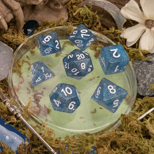 Navy Blue Glitter Dice Set