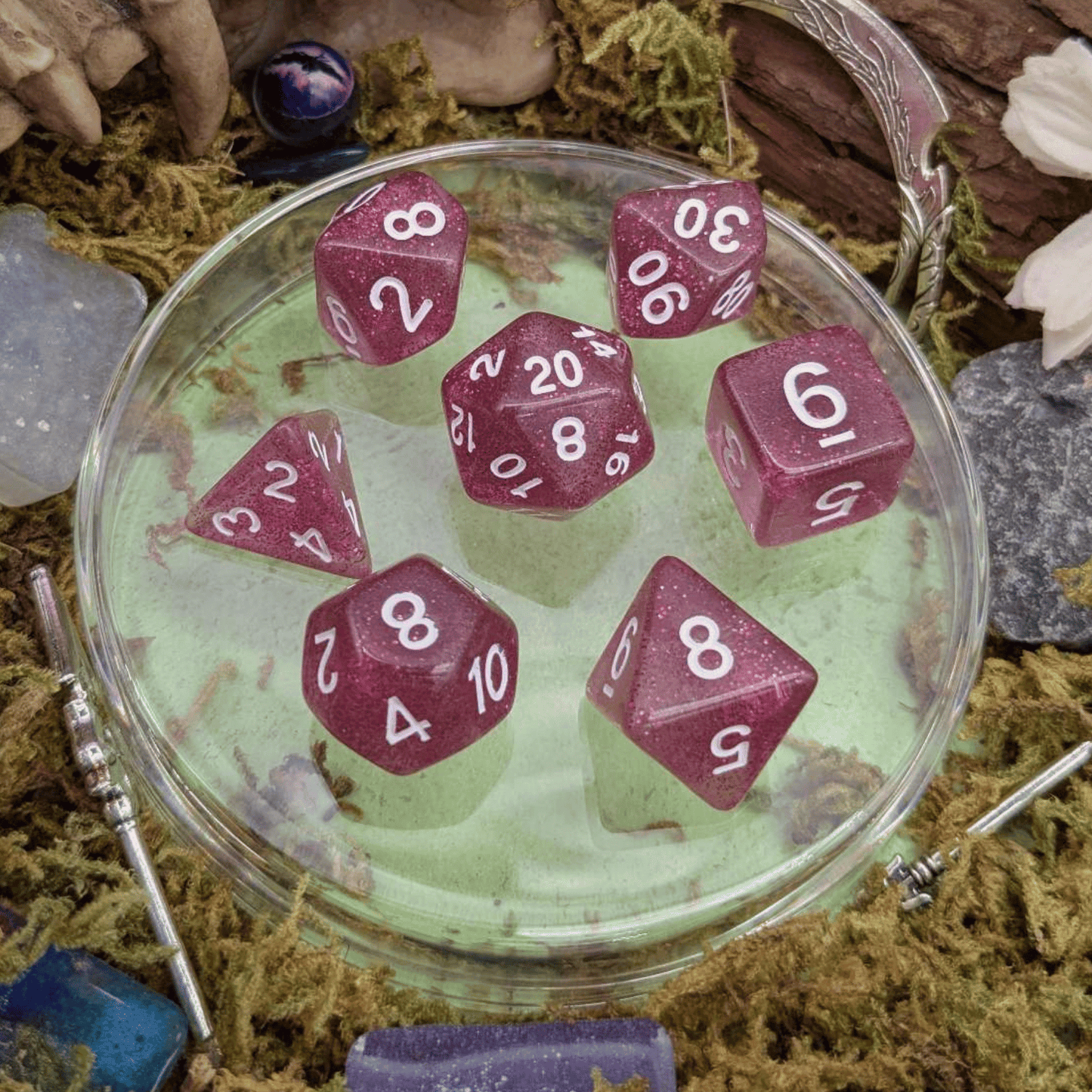 Glitter Orchid Dice Set