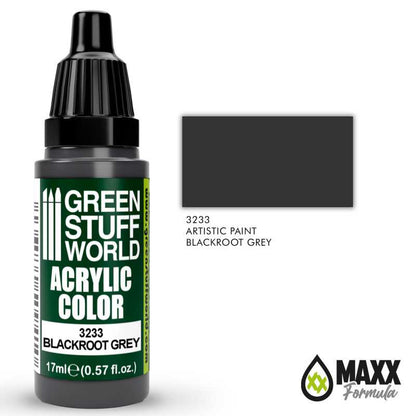Green Stuff World Acrylic Color Paint - BLACKROOT GREY 17ml