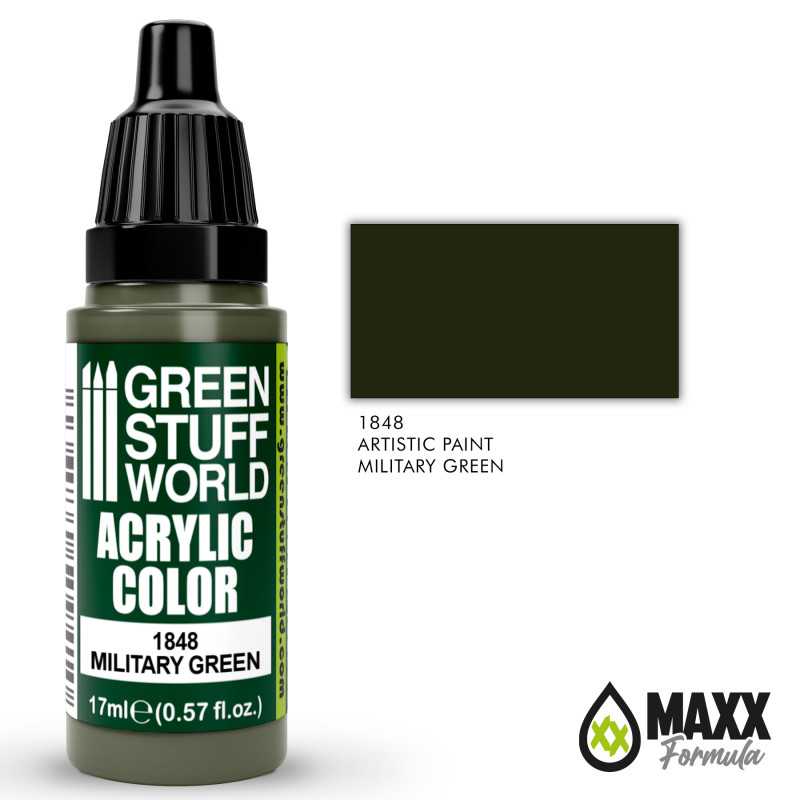 Green Stuff World Acrylic Color Paint - MILITARY GREEN 17ml