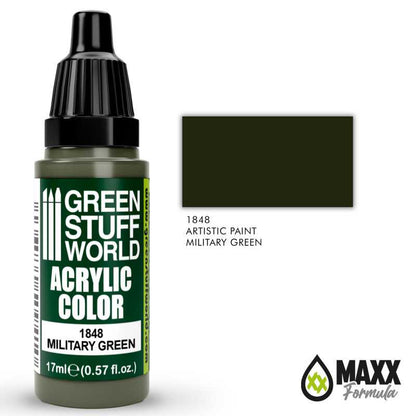 Green Stuff World Acrylic Color Paint - MILITARY GREEN 17ml