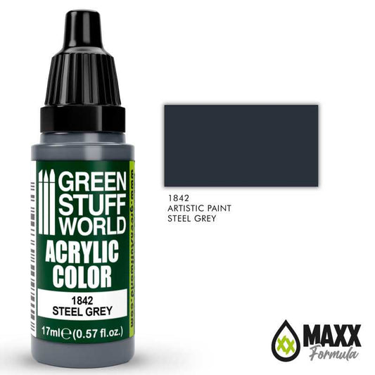 Green Stuff World Acrylic Color Paint - STEEL GREY 17ml