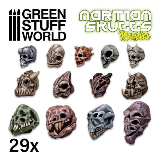 Green Stuff World ALIEN Martian Skulls Resin Set