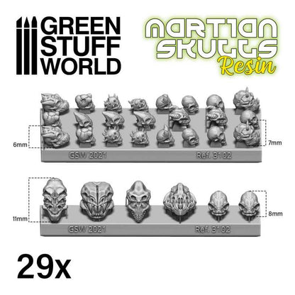 Green Stuff World ALIEN Martian Skulls Resin Set