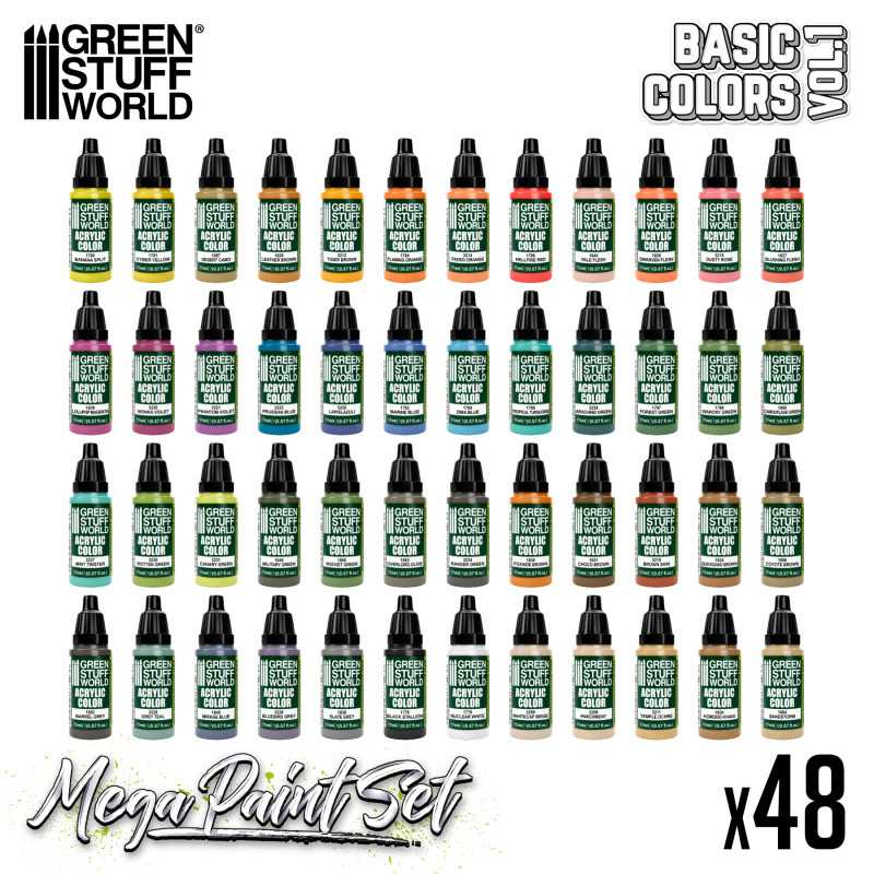 Green Stuff World Basic Colors Mega Paint Set - Vol. 1.0