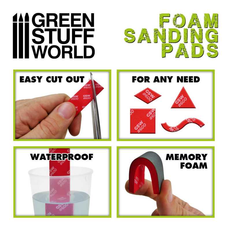 Green Stuff World Foam Sanding Pads - Fine Grit Assortment x20
