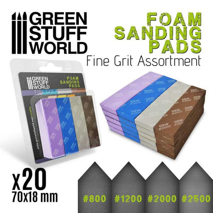 Green Stuff World Foam Sanding Pads - Fine Grit Assortment x20