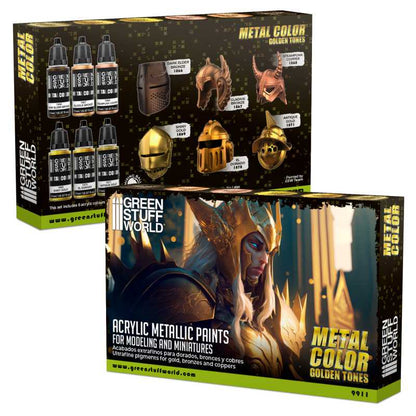 Green Stuff World Metallic Paints Set - Metal Color Golden Tones