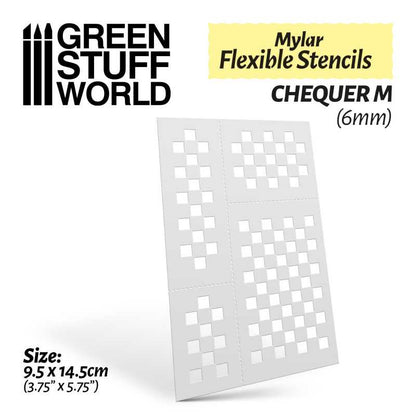 Green Stuff World - Mylar Flexible Stencils CHEQUER Medium (6mm)