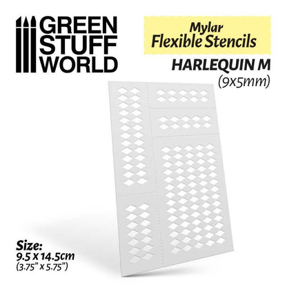Green Stuff World - Mylar Flexible Stencils HARLEQUIN Medium (9x5mm)