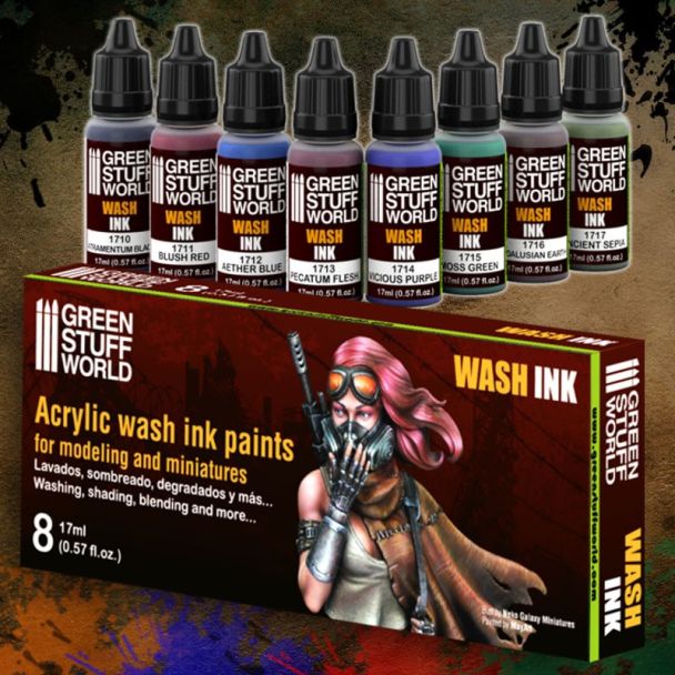 Green Stuff World Paint Set x8 Acrylic Wash Ink Paints